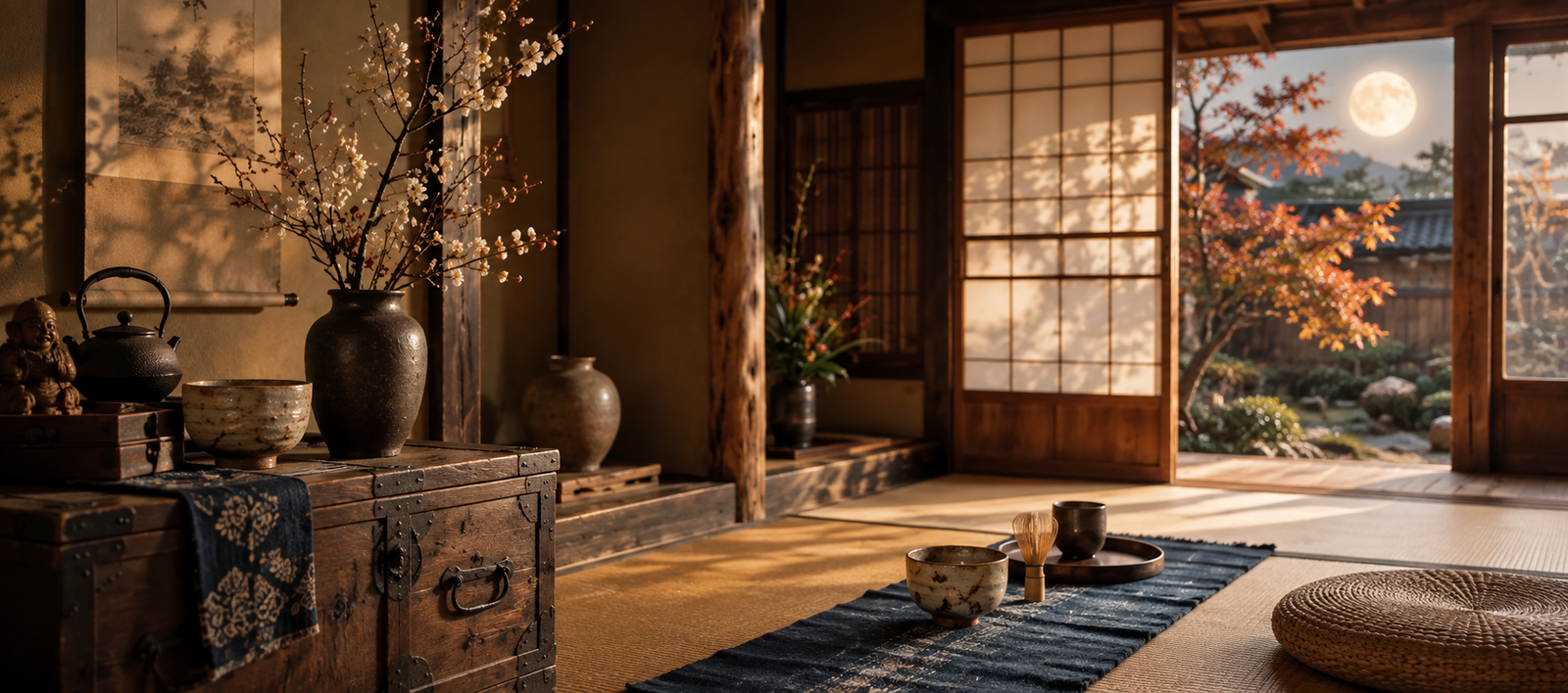 Authentic antique Japanese home interior hero banner